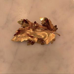 Gold Maple Lead Brooch and Pen